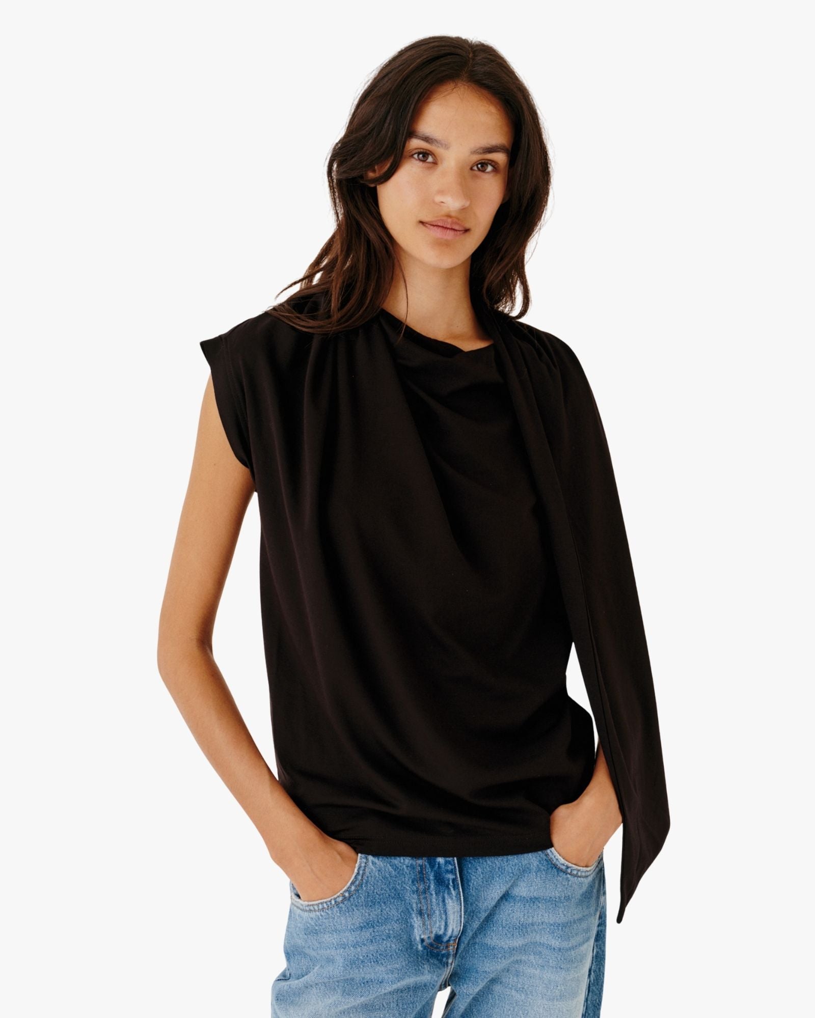 Scarf Detail  Tee Black