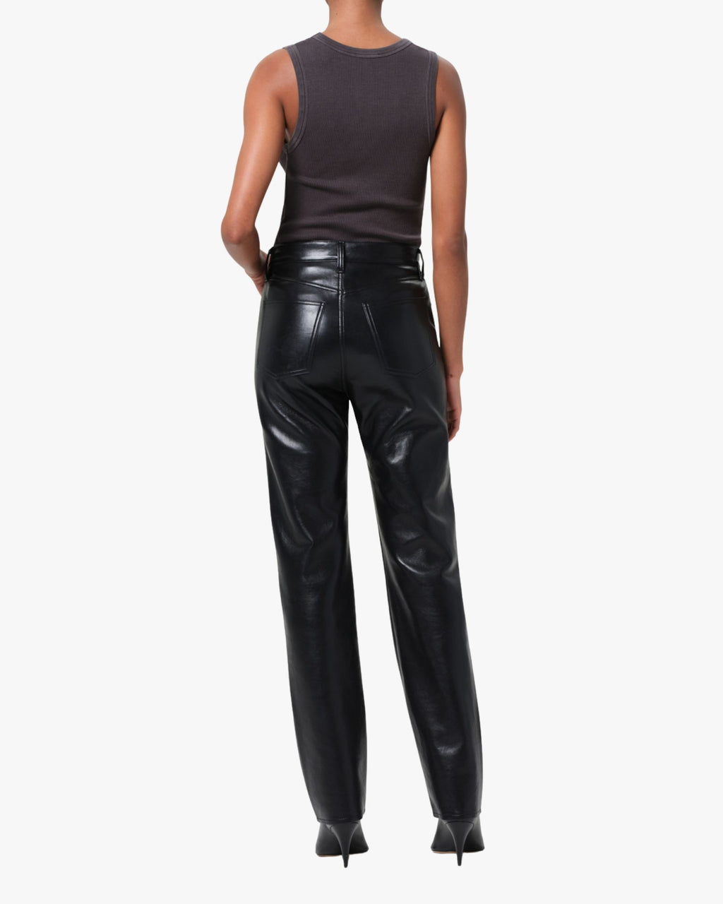 90'S Pinch Waist Long Leather Pant