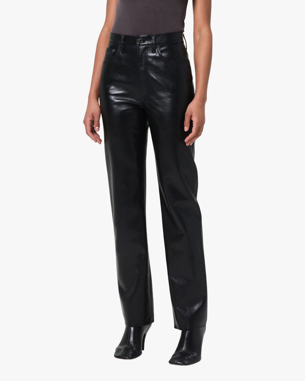 90'S Pinch Waist Long Leather Pant