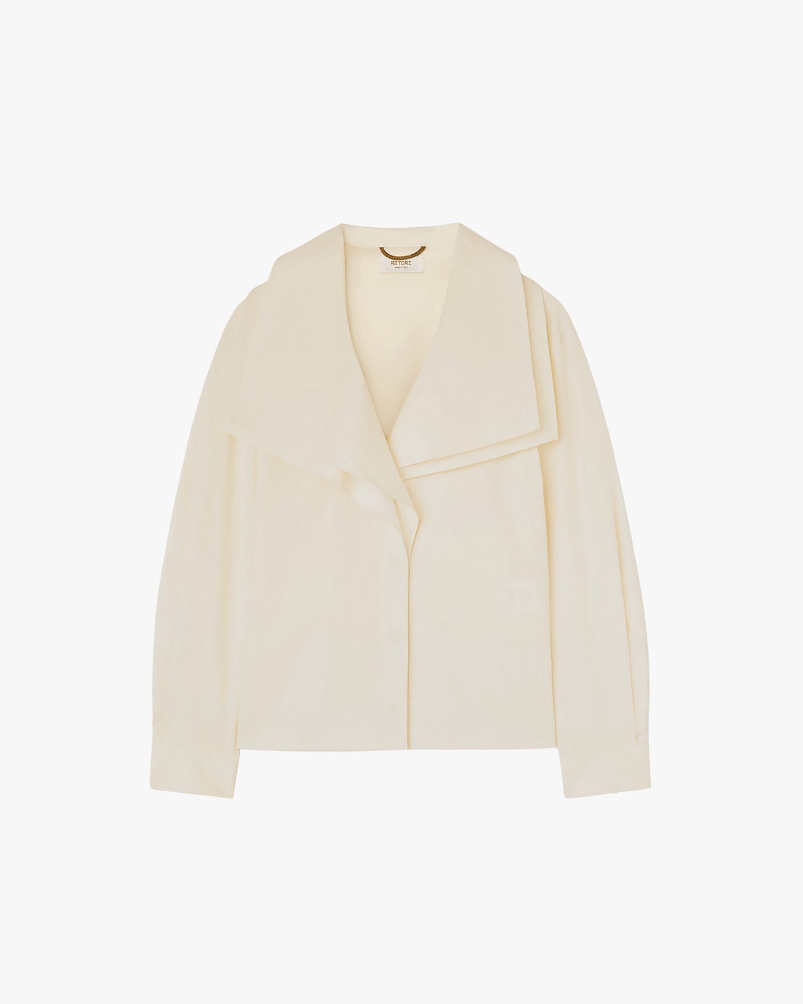 Popeline Cotton Stretch Shawl Collar Shirt Butter