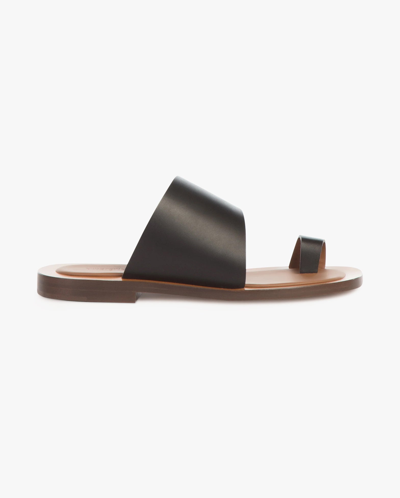 Malaparte Asymmetrical Toe-Ring Slide Sandals Black