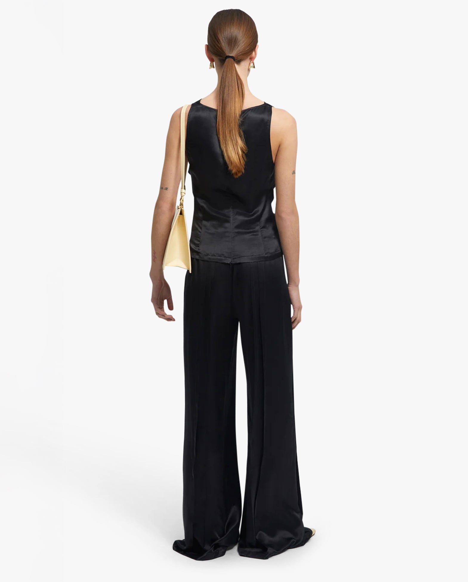 Camille Satin Top Black