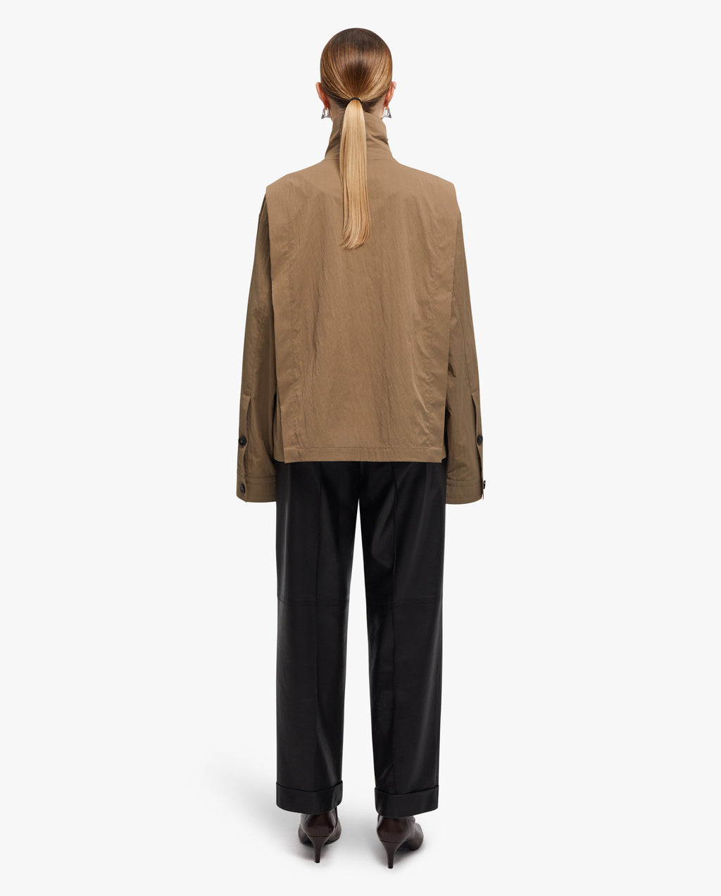 Coral Leather Panelled Technical Jacket