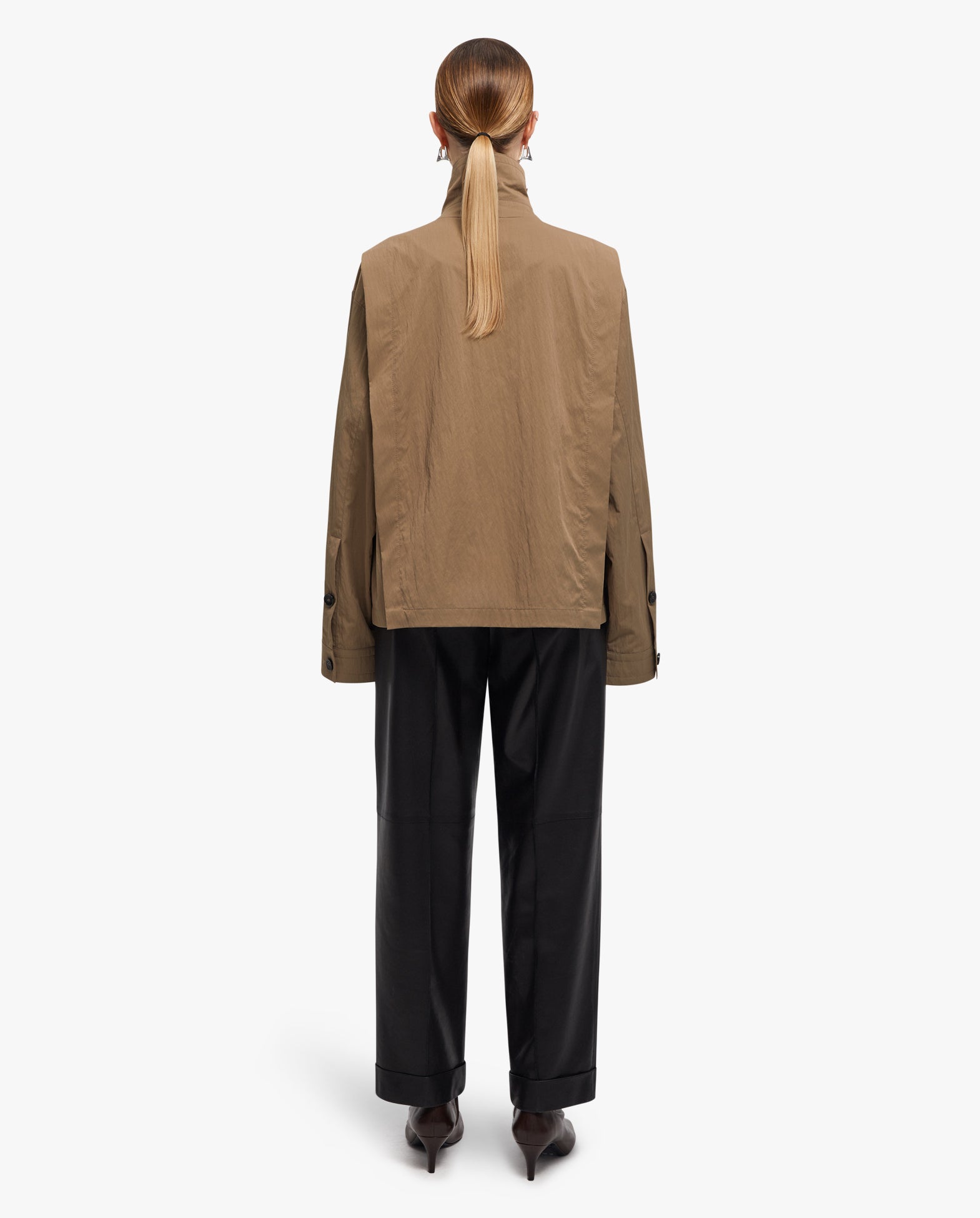 Coral Leather Panelled Technical Jacket