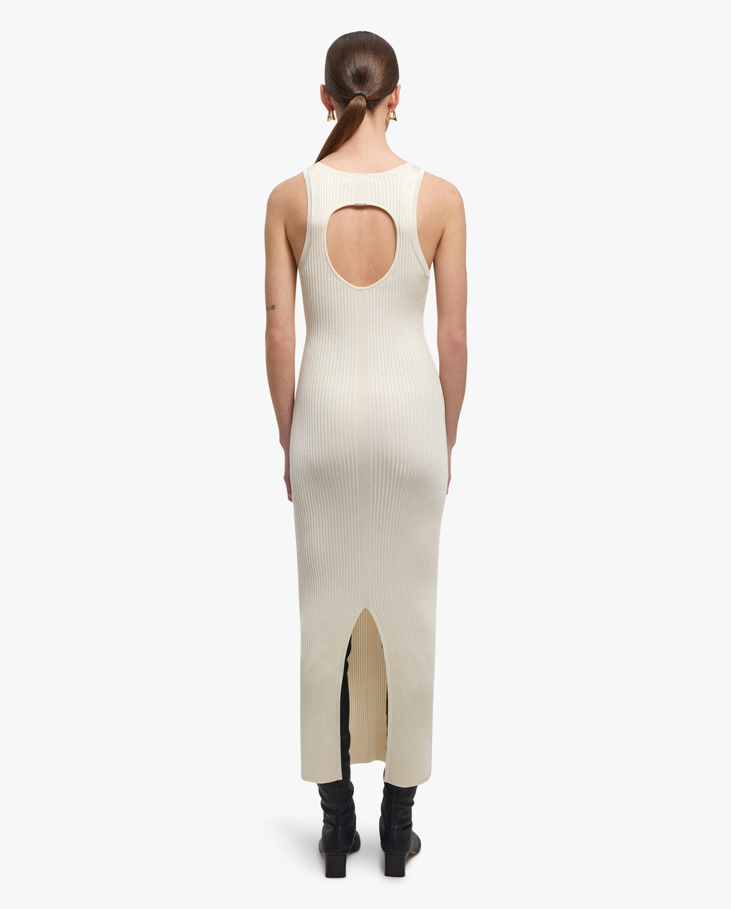 Ema Rib-Knit Racer Neck Maxi Dress