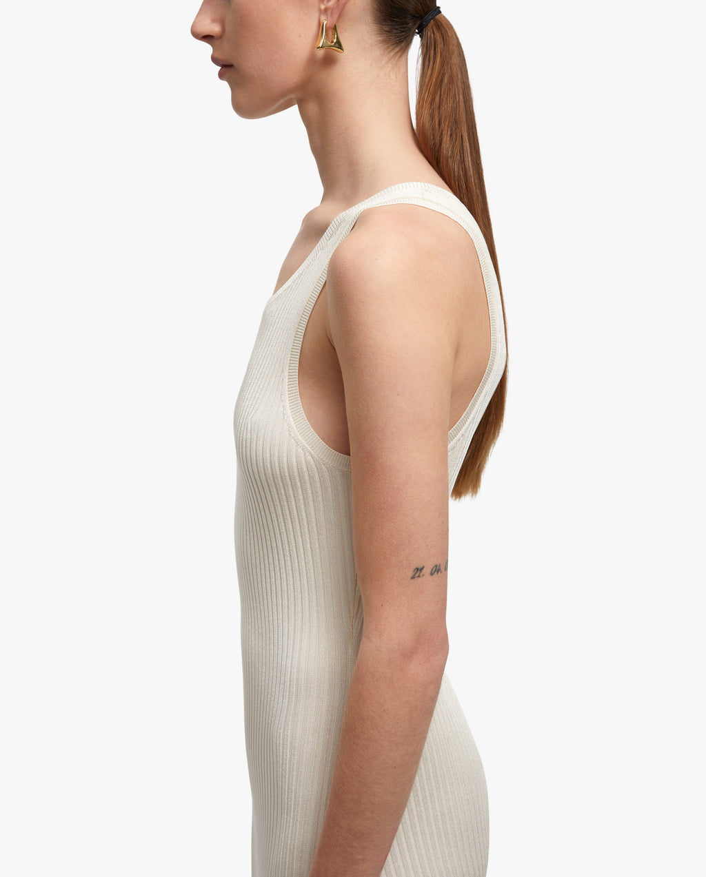 Ema Rib-Knit Racer Neck Maxi Dress