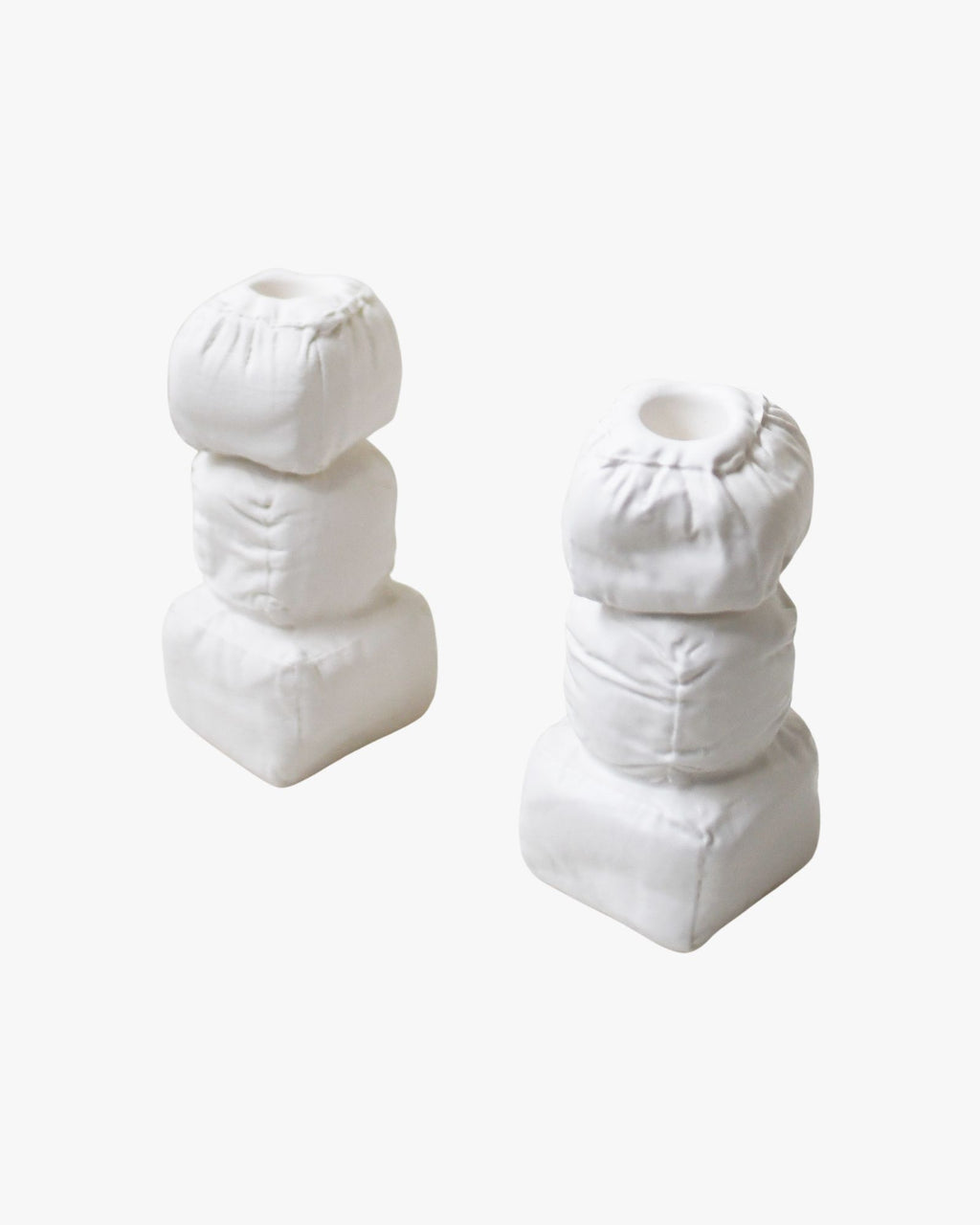 Stuffed Set of 2 Candle Holder Matte White