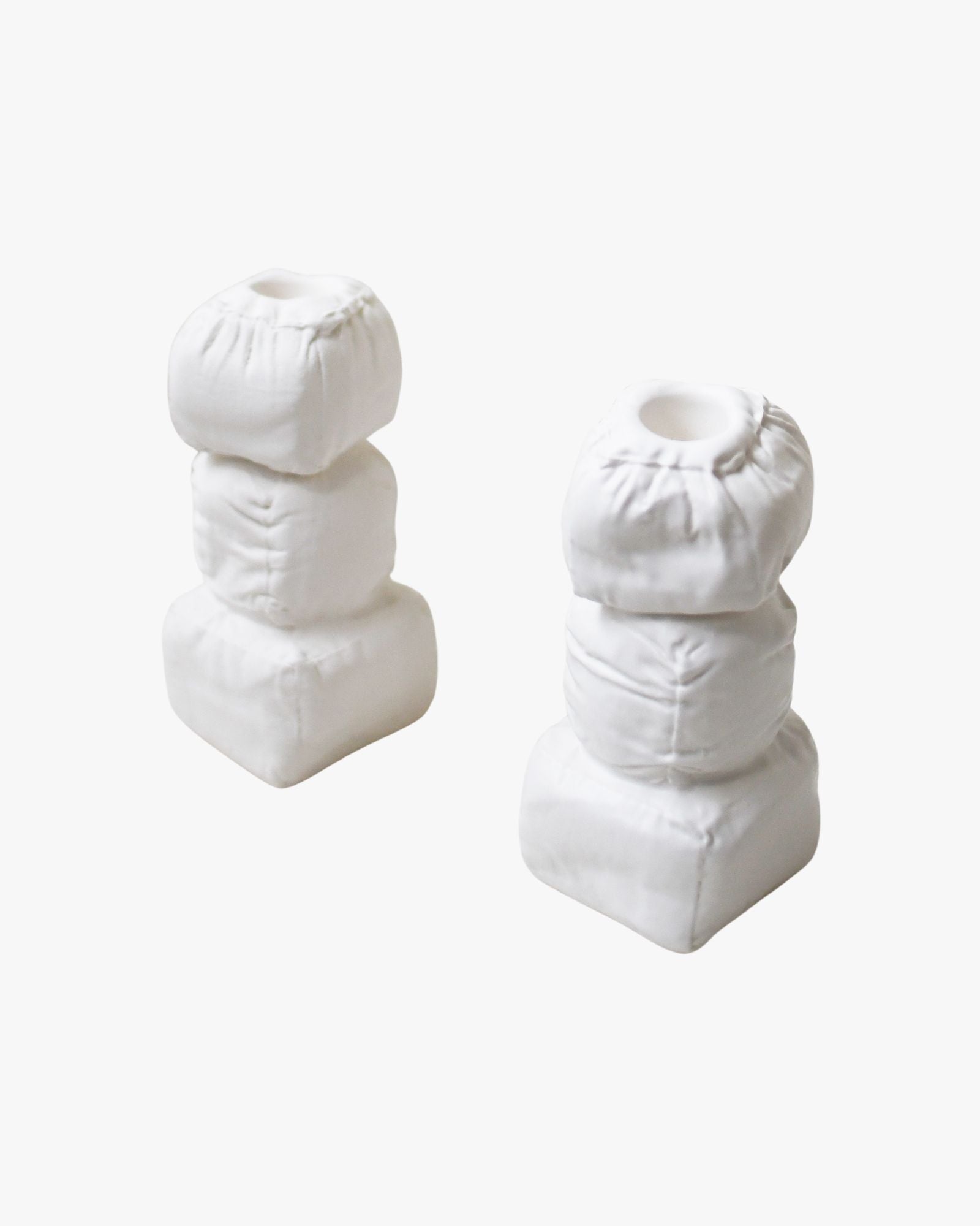 Stuffed Set of 2 Candle Holder Matte White