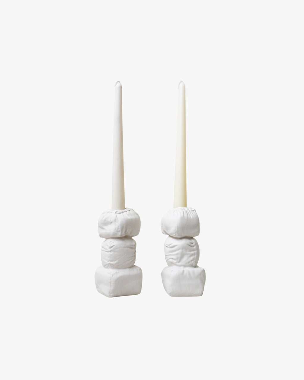 Stuffed Set of 2 Candle Holder Matte White