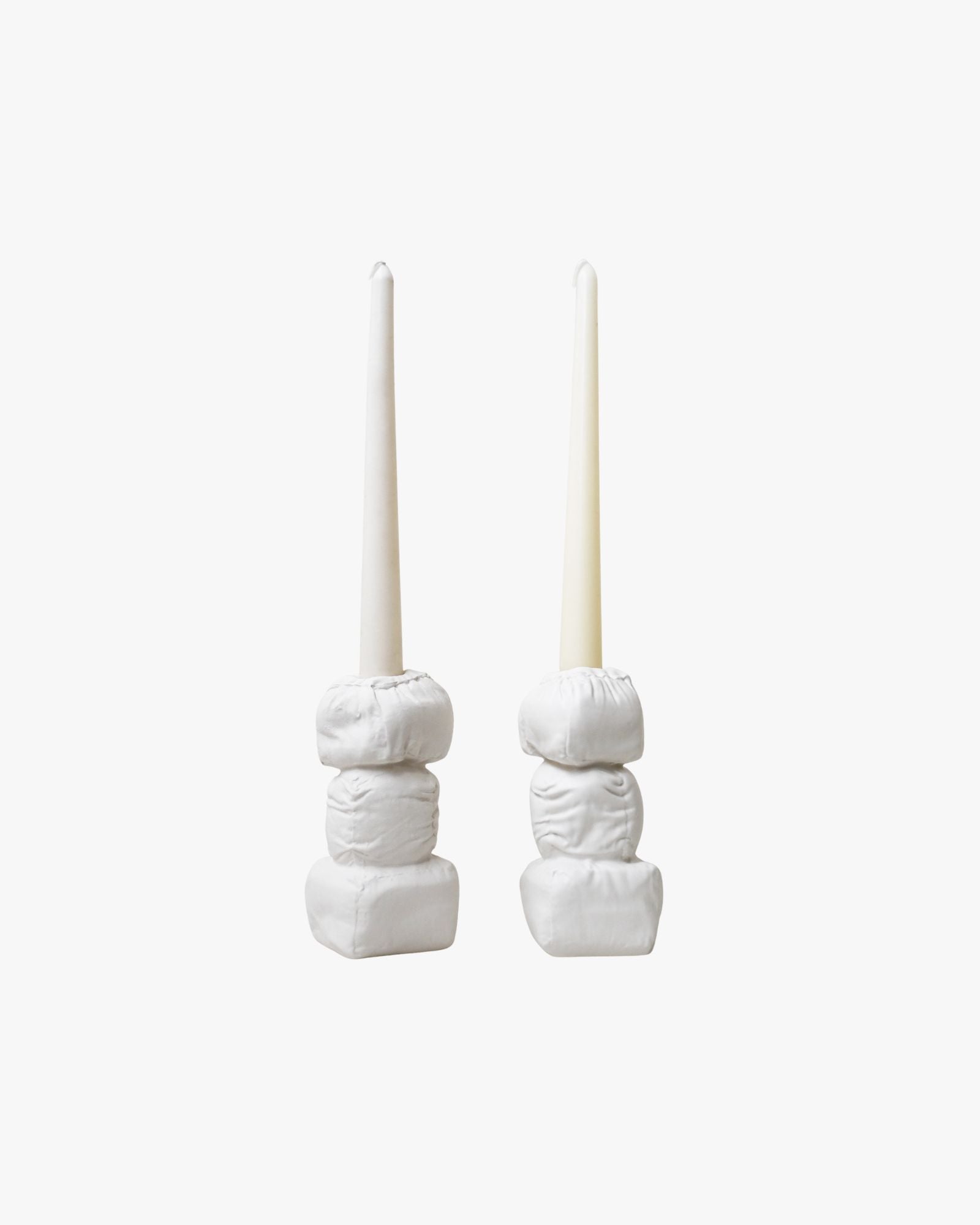 Stuffed Set of 2 Candle Holder Matte White