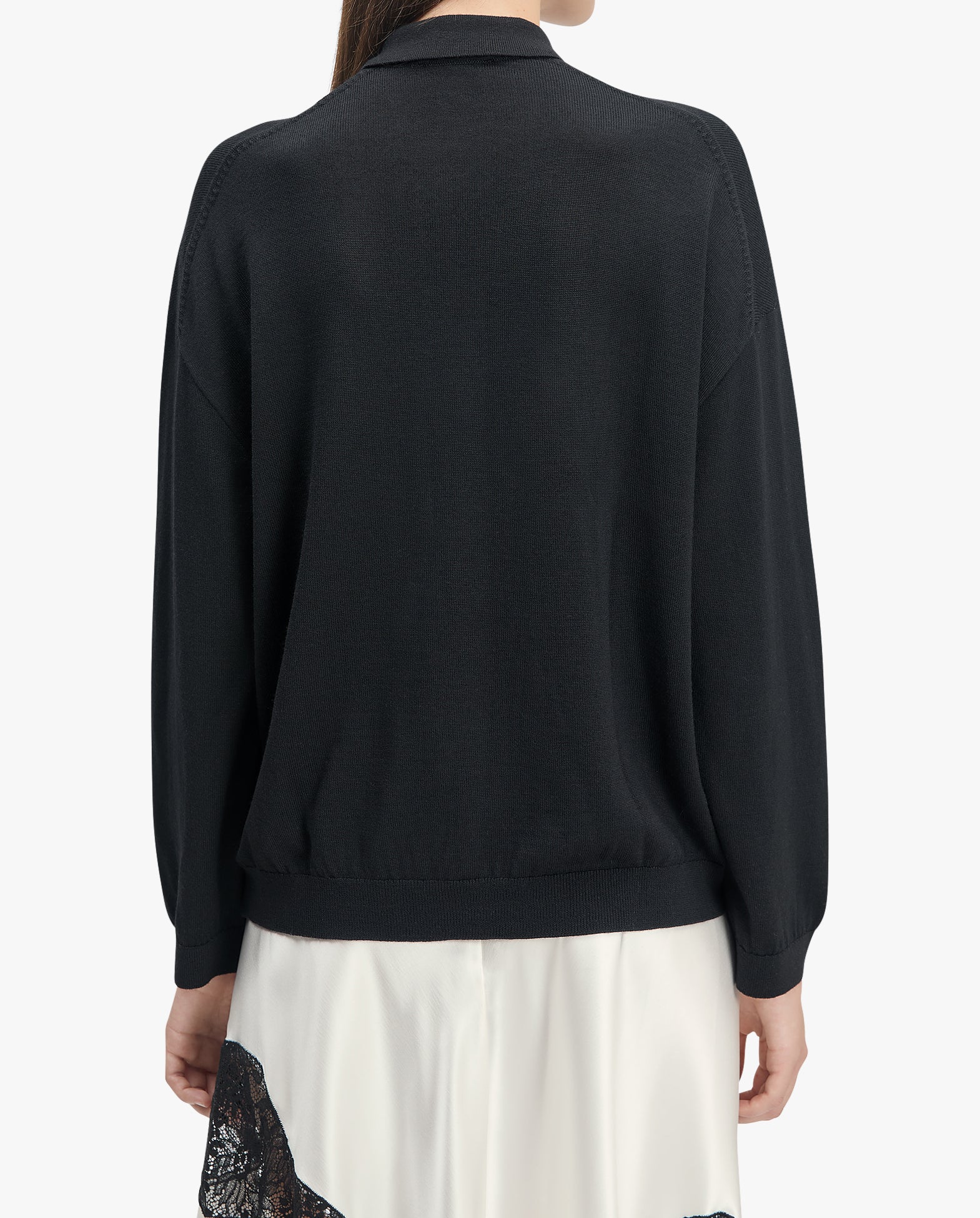 Polo-Neck Merino Wool Cut-Out Knit Sweater