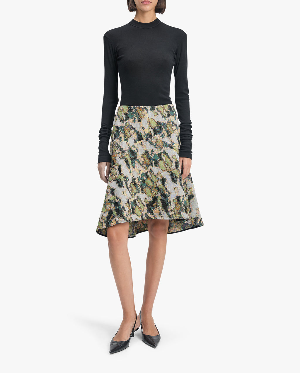 Shield Jacquard Wool Skirt