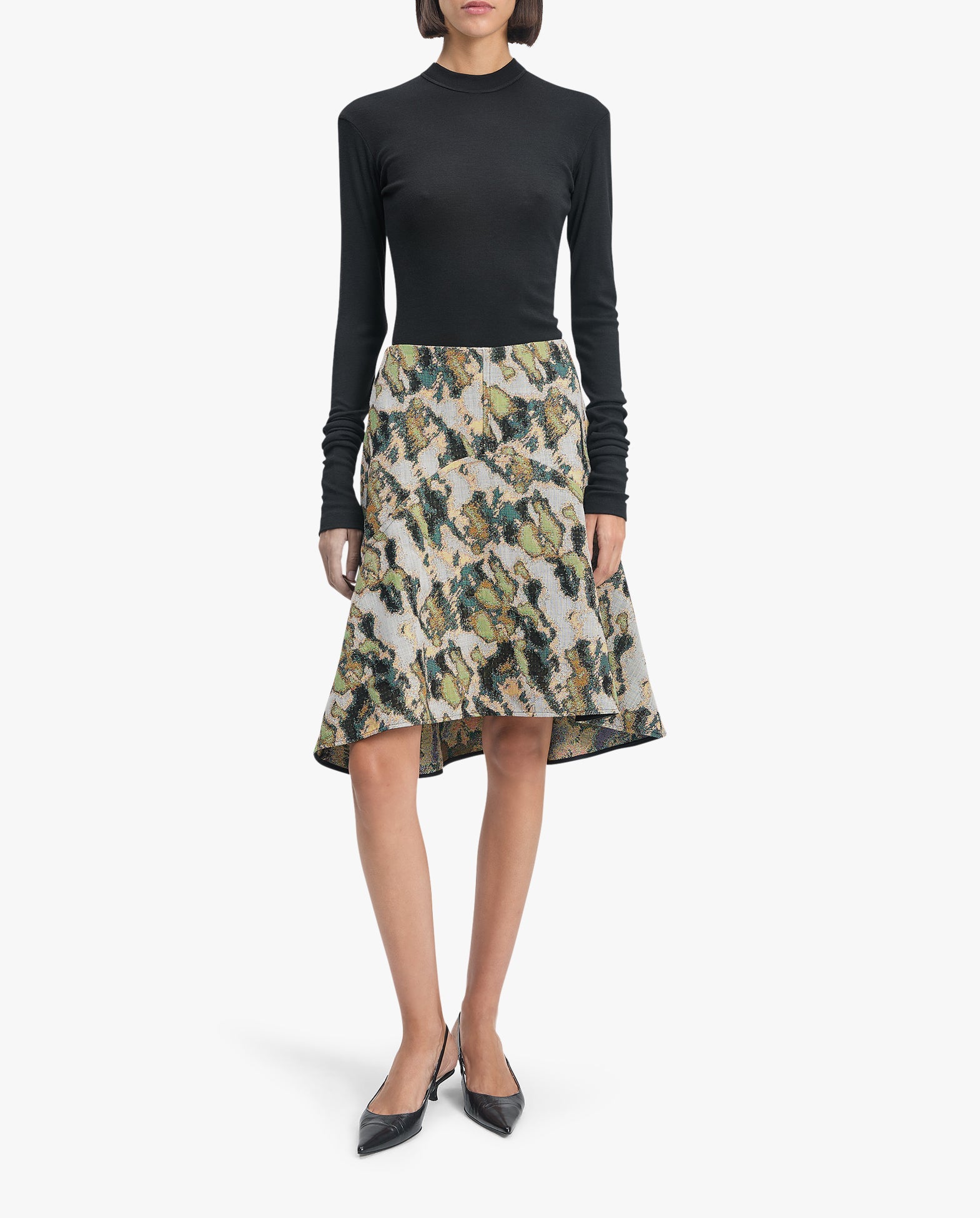 Shield Jacquard Wool Skirt