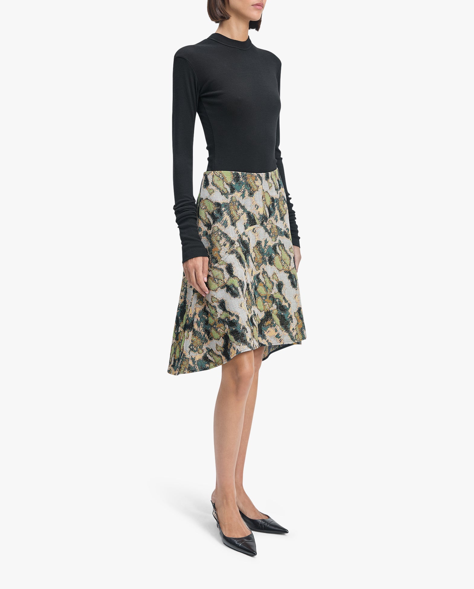 Shield Jacquard Wool Skirt