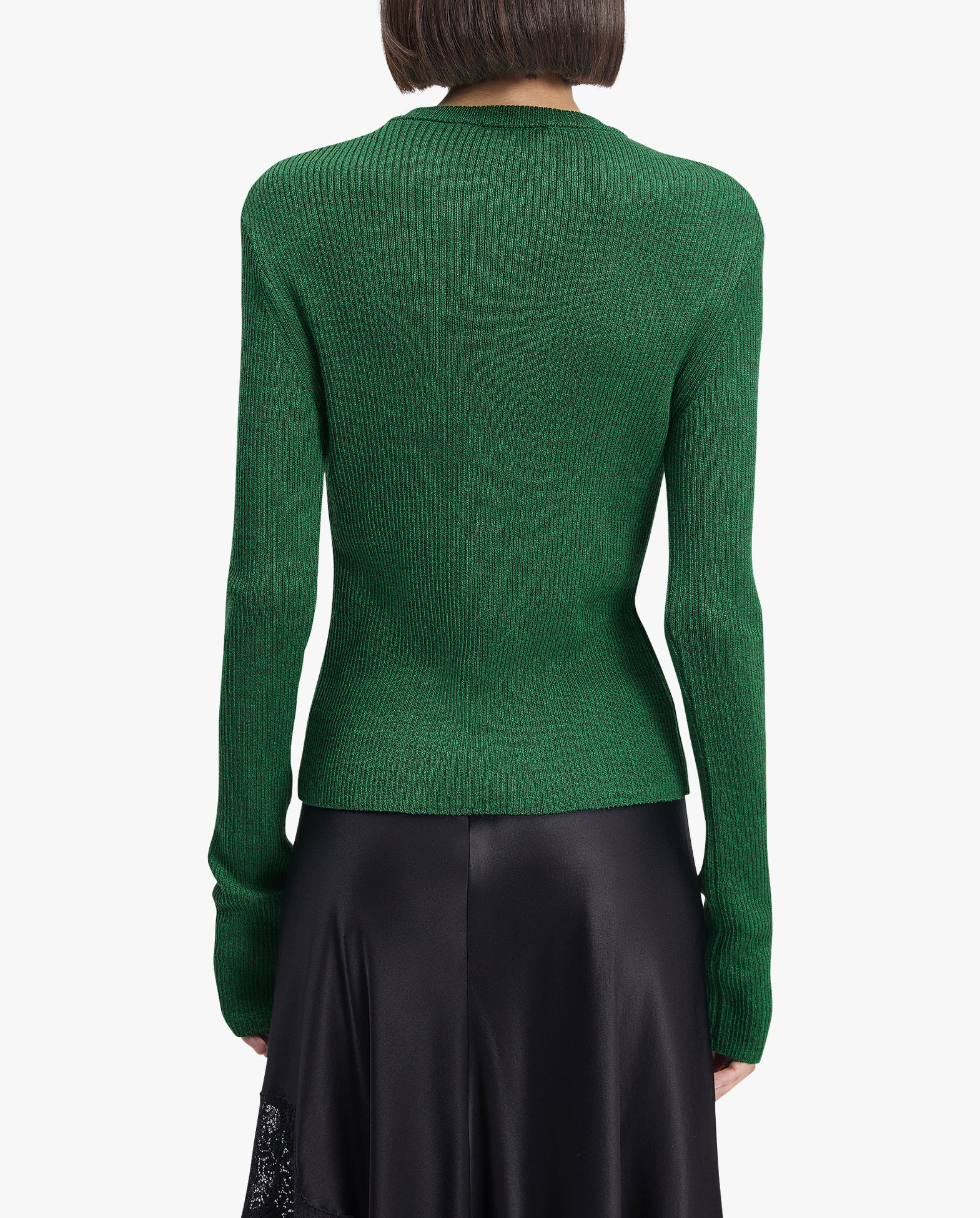 Slim Merino Wool Rib Knit Cardigan