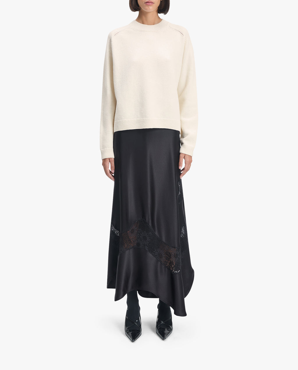 Vivace Long Organic Silk & Lace Skirt
