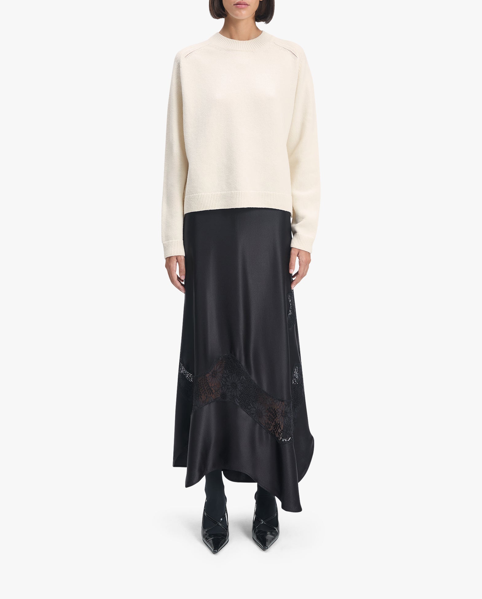 Vivace Long Organic Silk & Lace Skirt