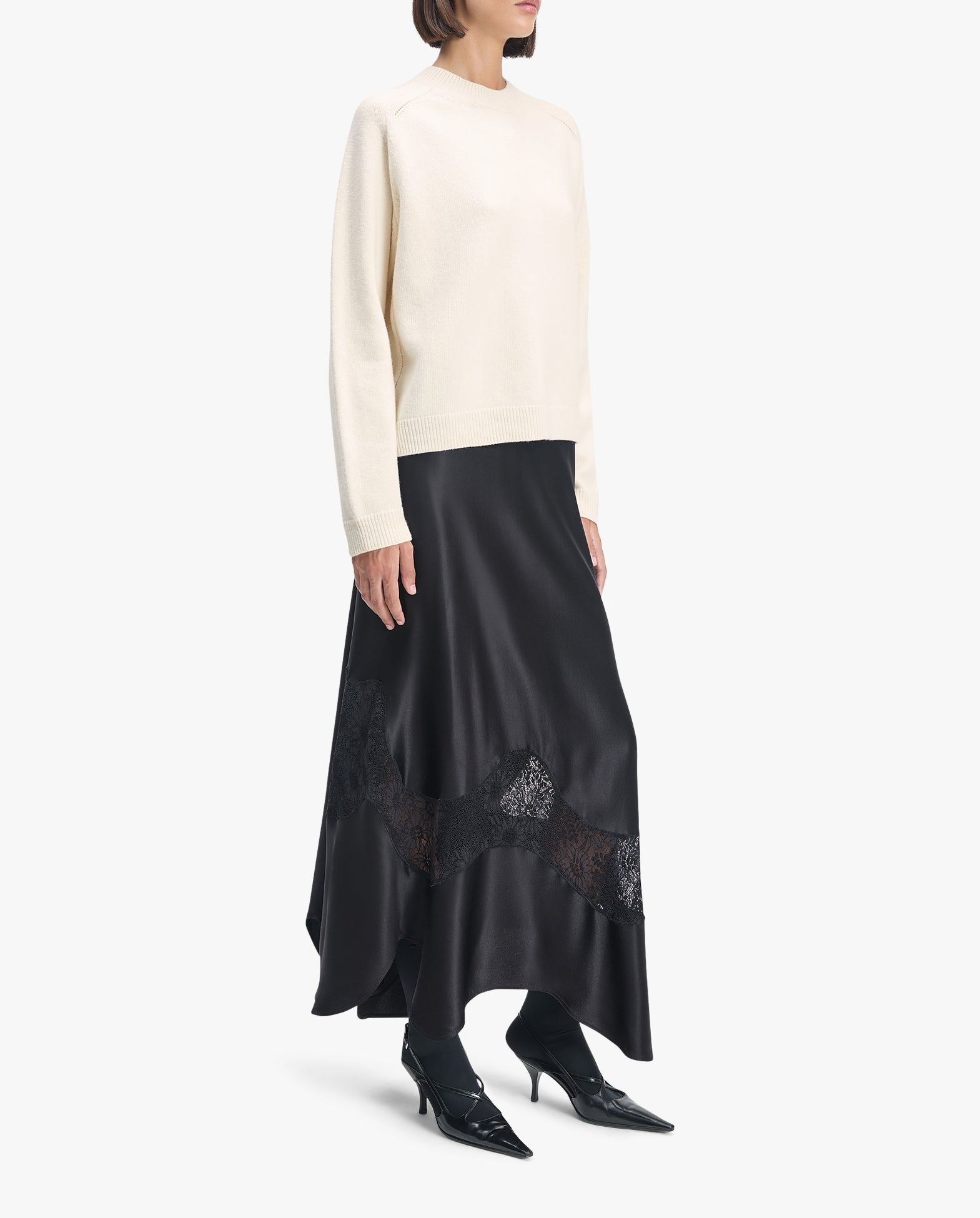 Vivace Long Organic Silk & Lace Skirt