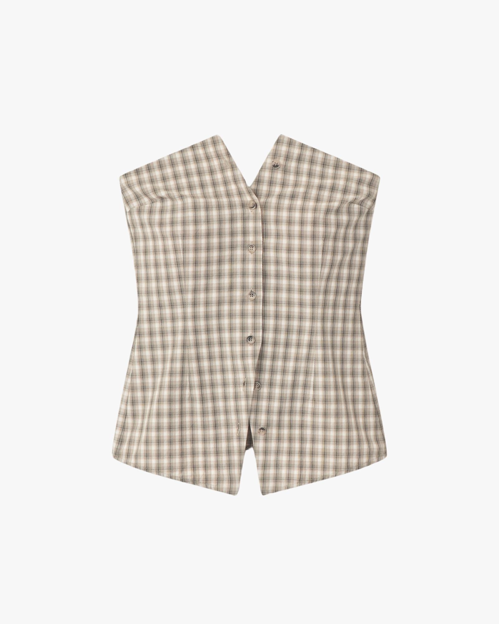 Brites Buttoned Tube Top Cream and Grey