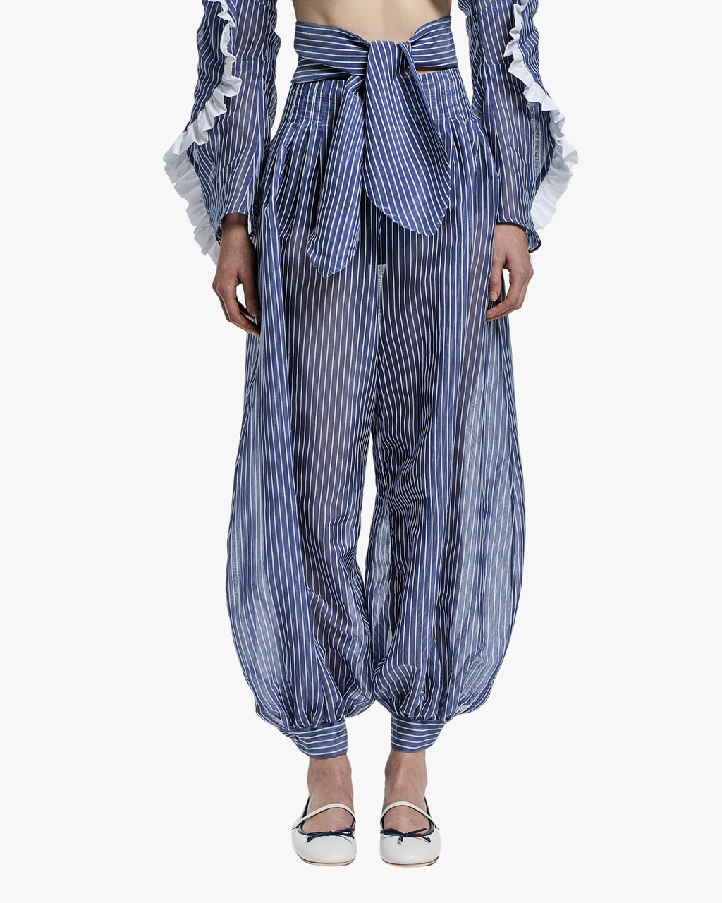 Balloon Pants with Gold Bow at the Waist