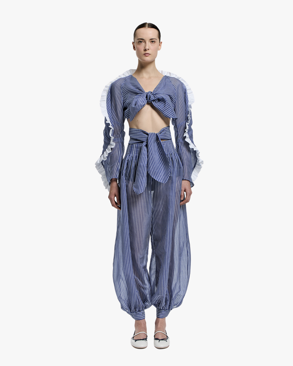 Balloon Pants with Gold Bow at the Waist