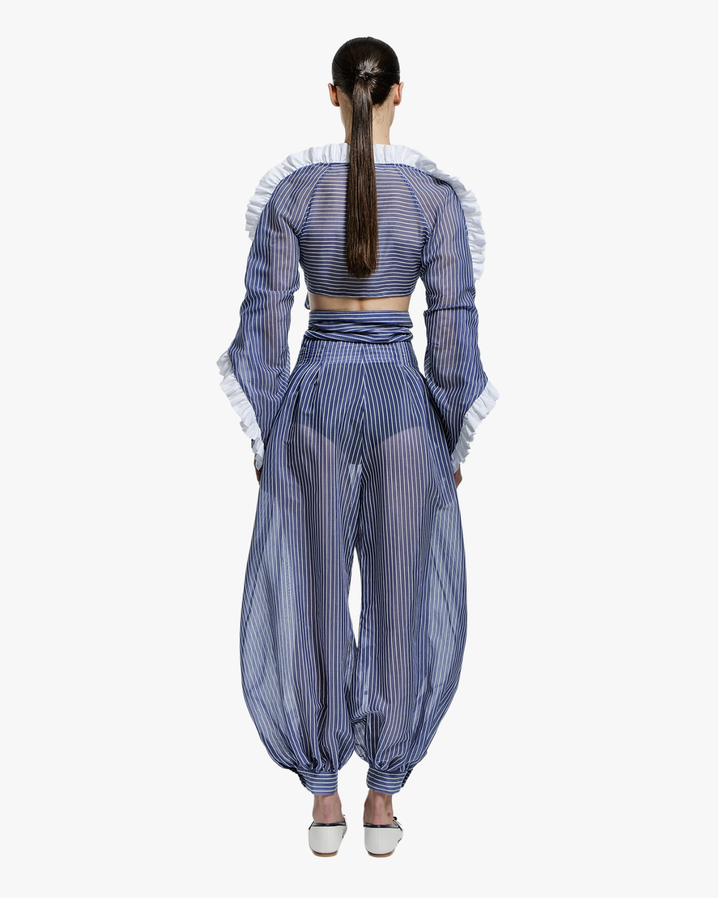 Balloon Pants with Gold Bow at the Waist