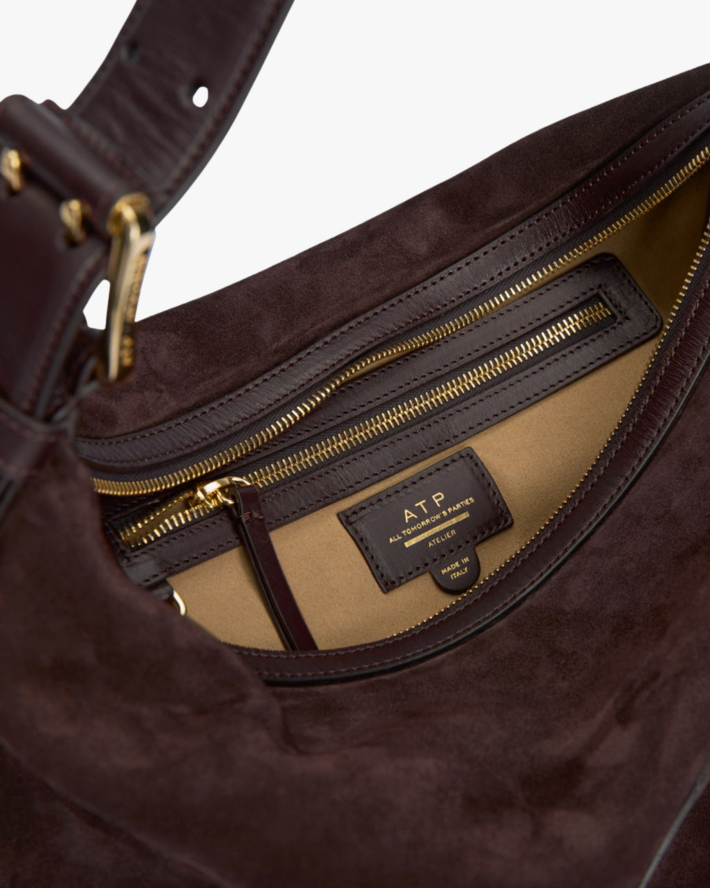 Bassano Shoulder Bag Walnut Suede Vacchetta