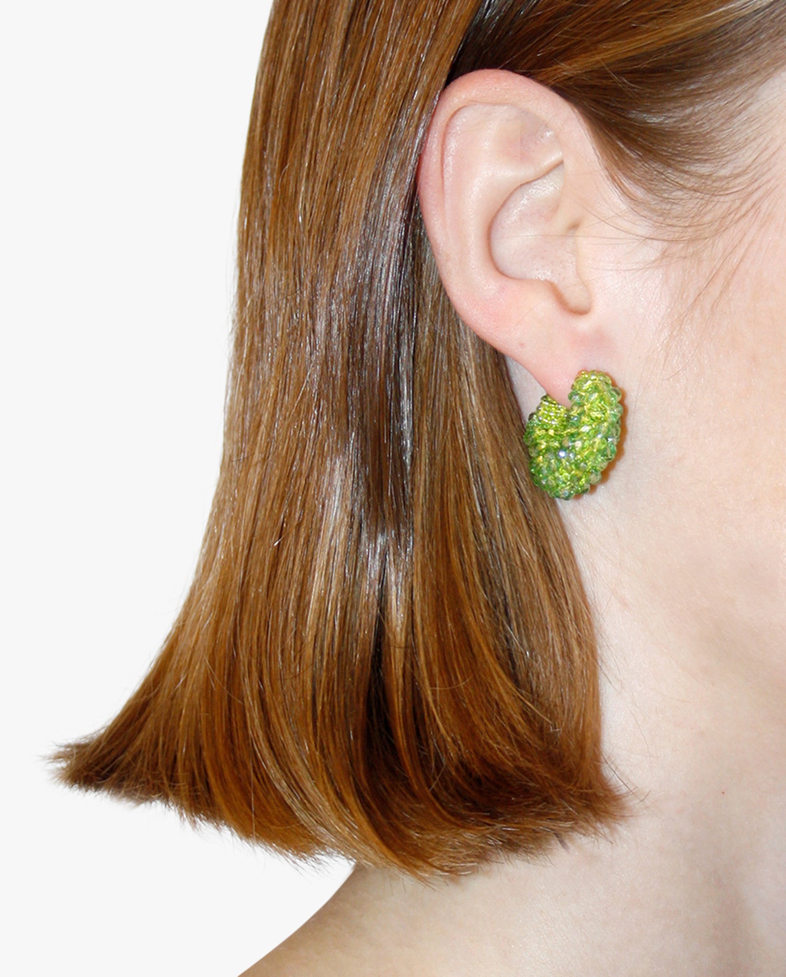 Beaded Hoops Earrings Round Lime