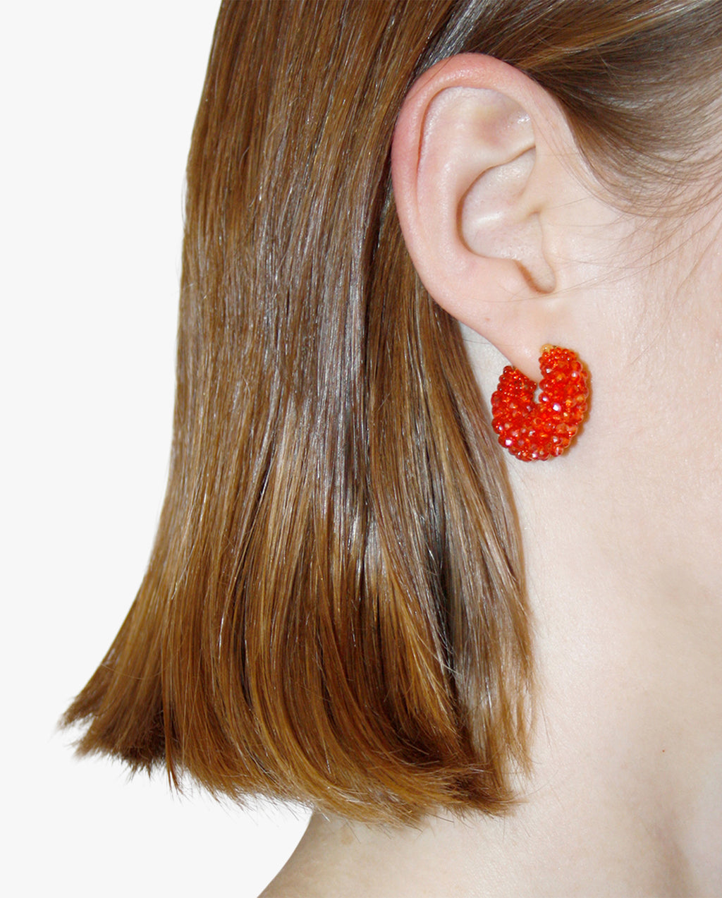 Beaded Hoops Earrings Round Orange