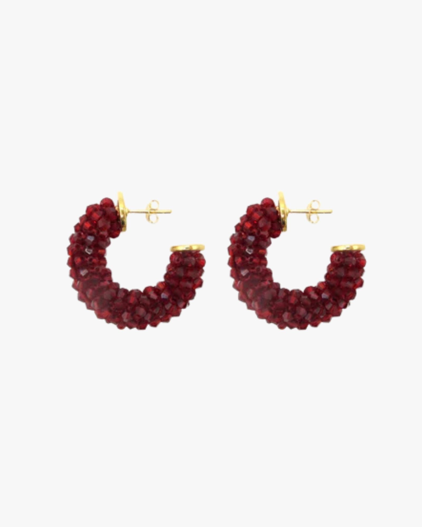 Beaded Wave Earrings Burgundy