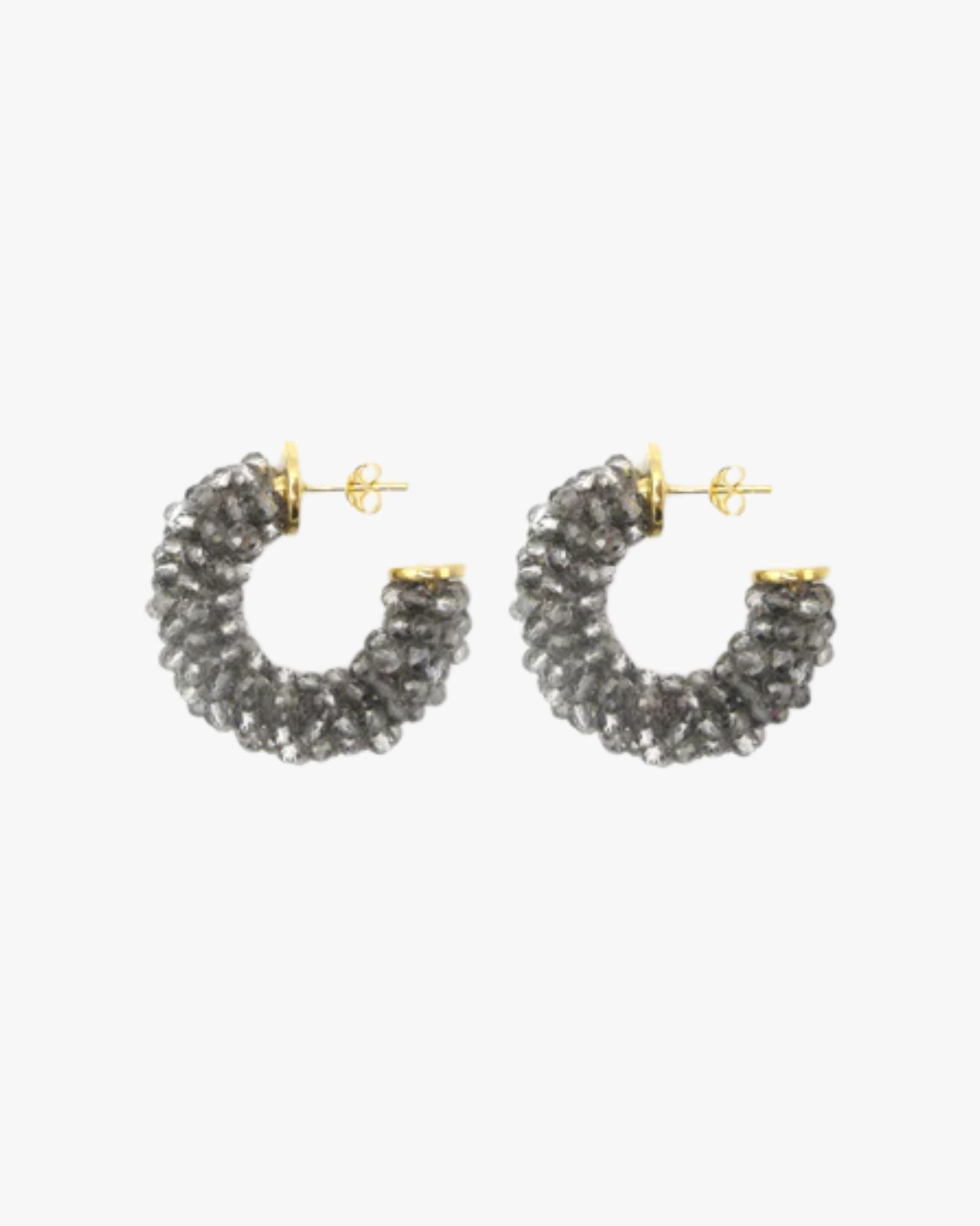 Beaded Wave Earrings Grey