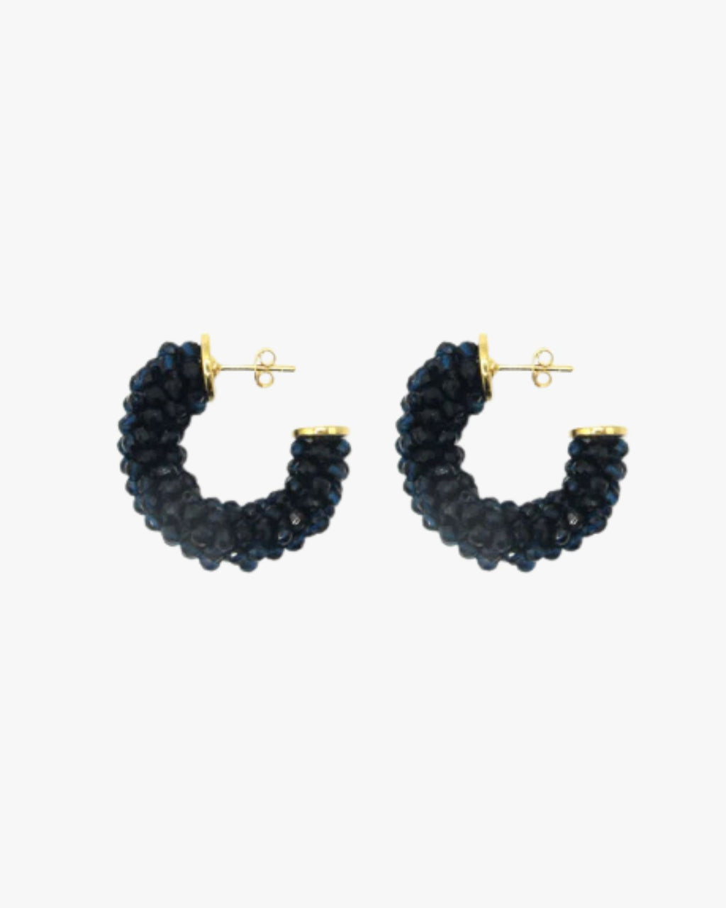 Beaded Wave Earrings Navy