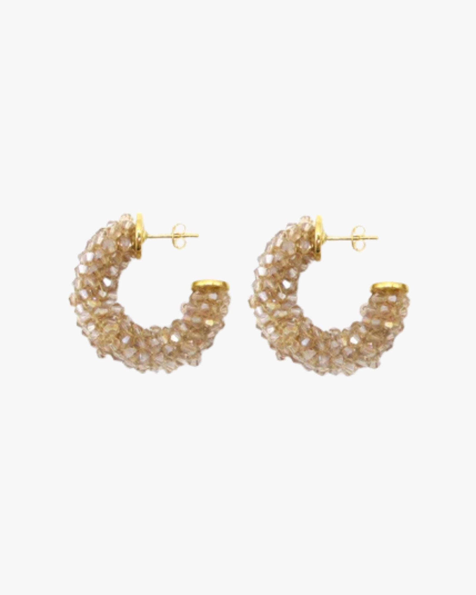 Beaded Wave Earrings Beige