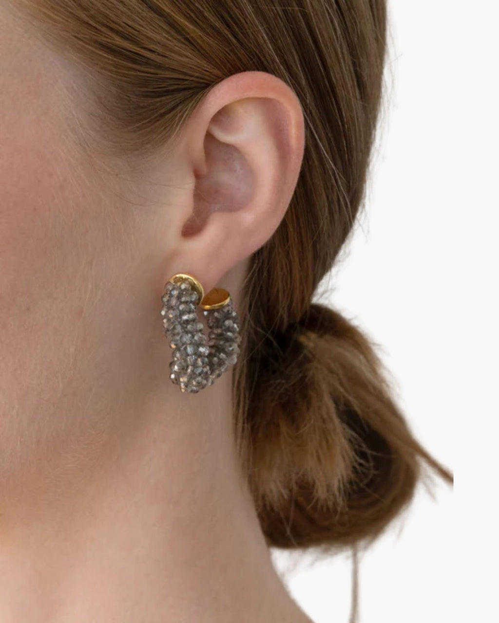 Beaded Wave Earrings Grey