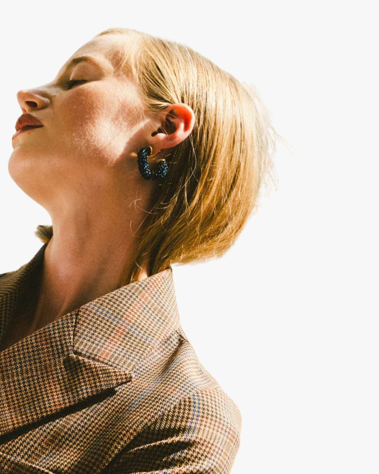 Beaded Wave Earrings Navy