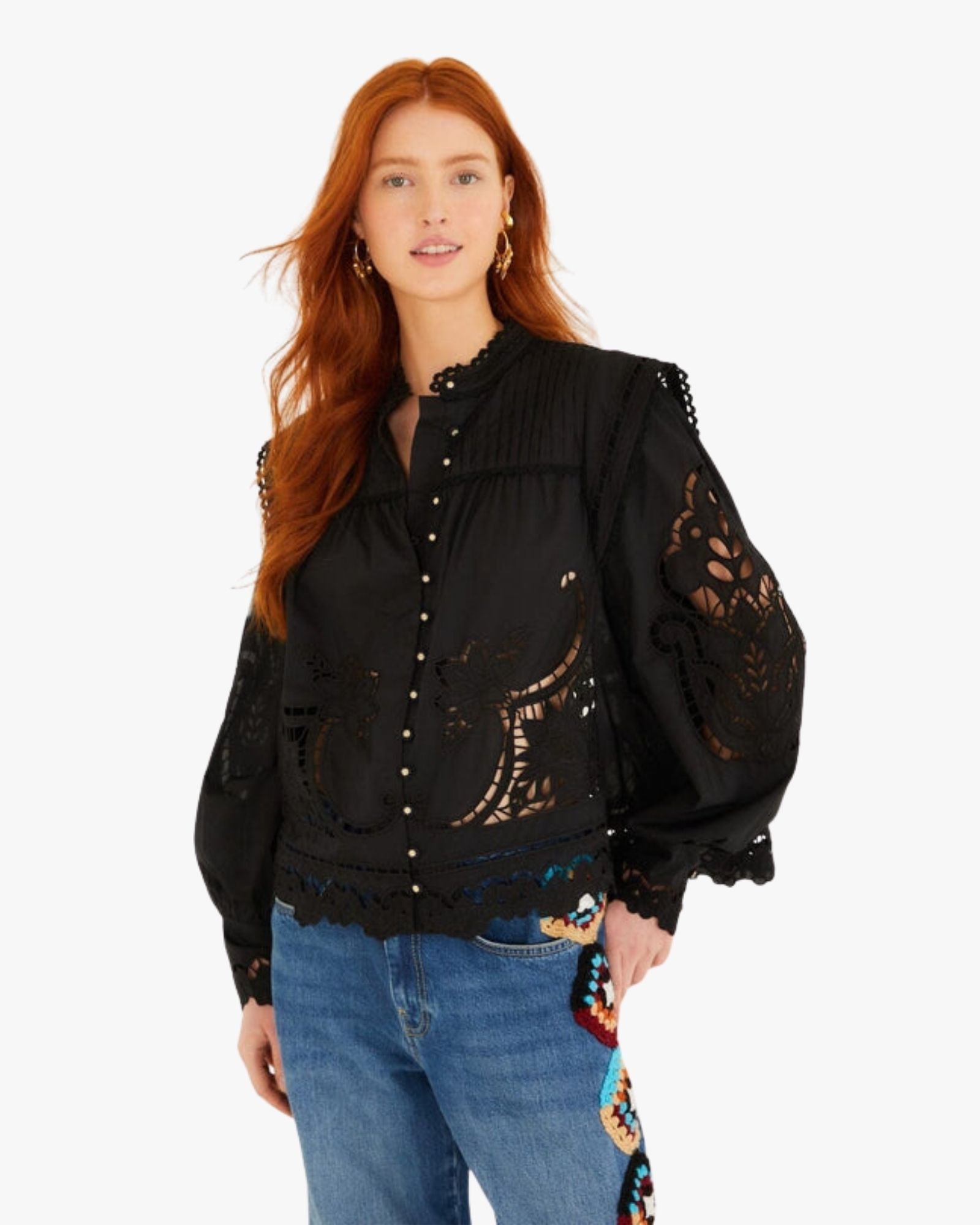 Black Richilieu Blouse