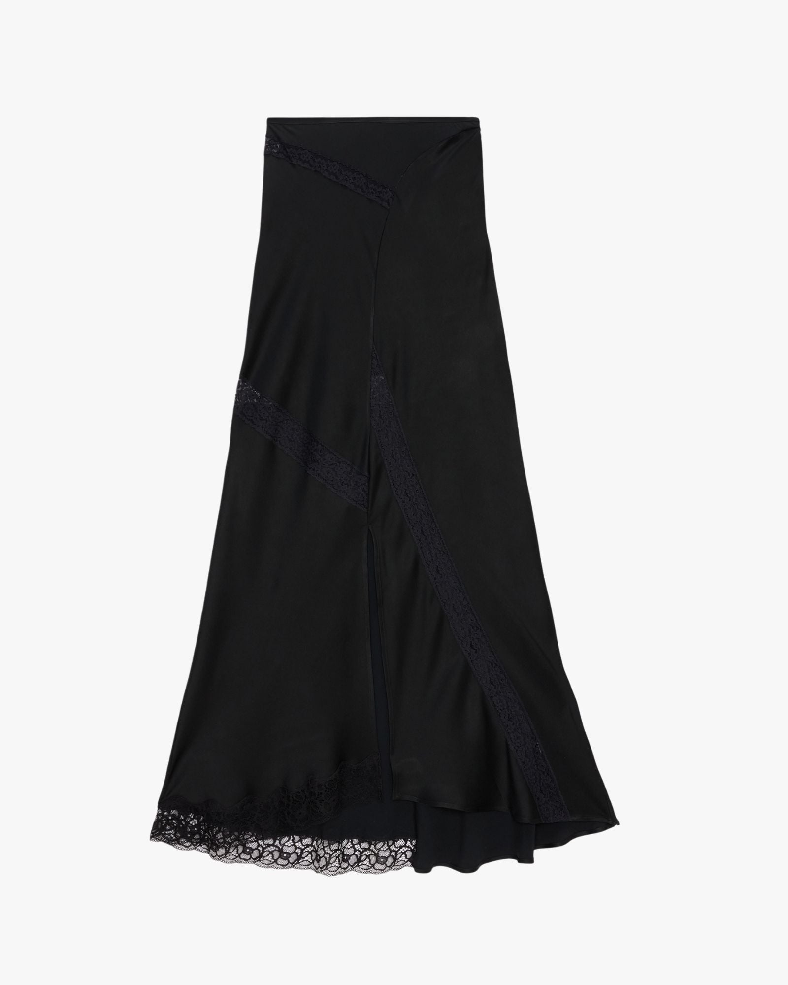 Black Satin Long Skirt