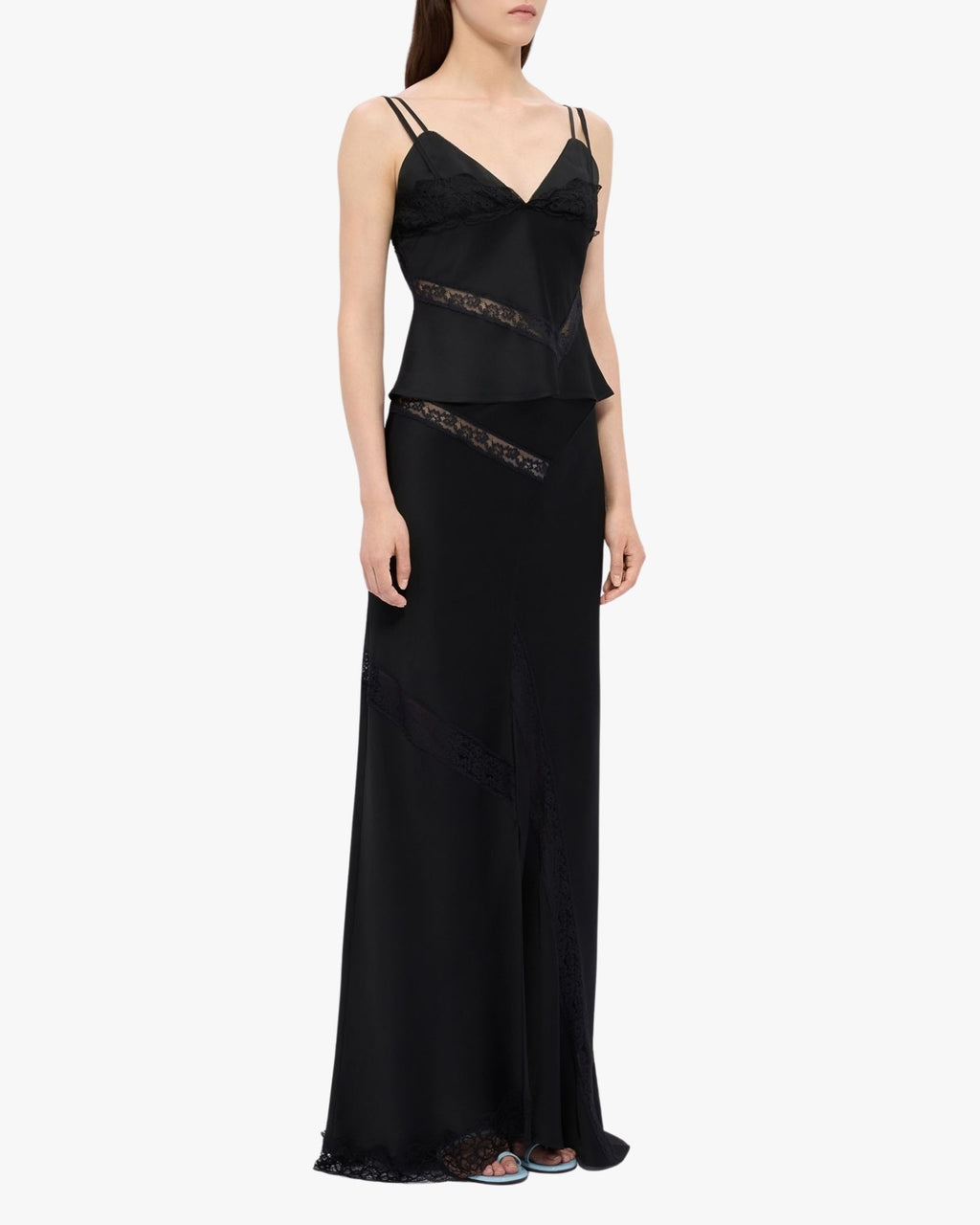 Black Satin Long Skirt