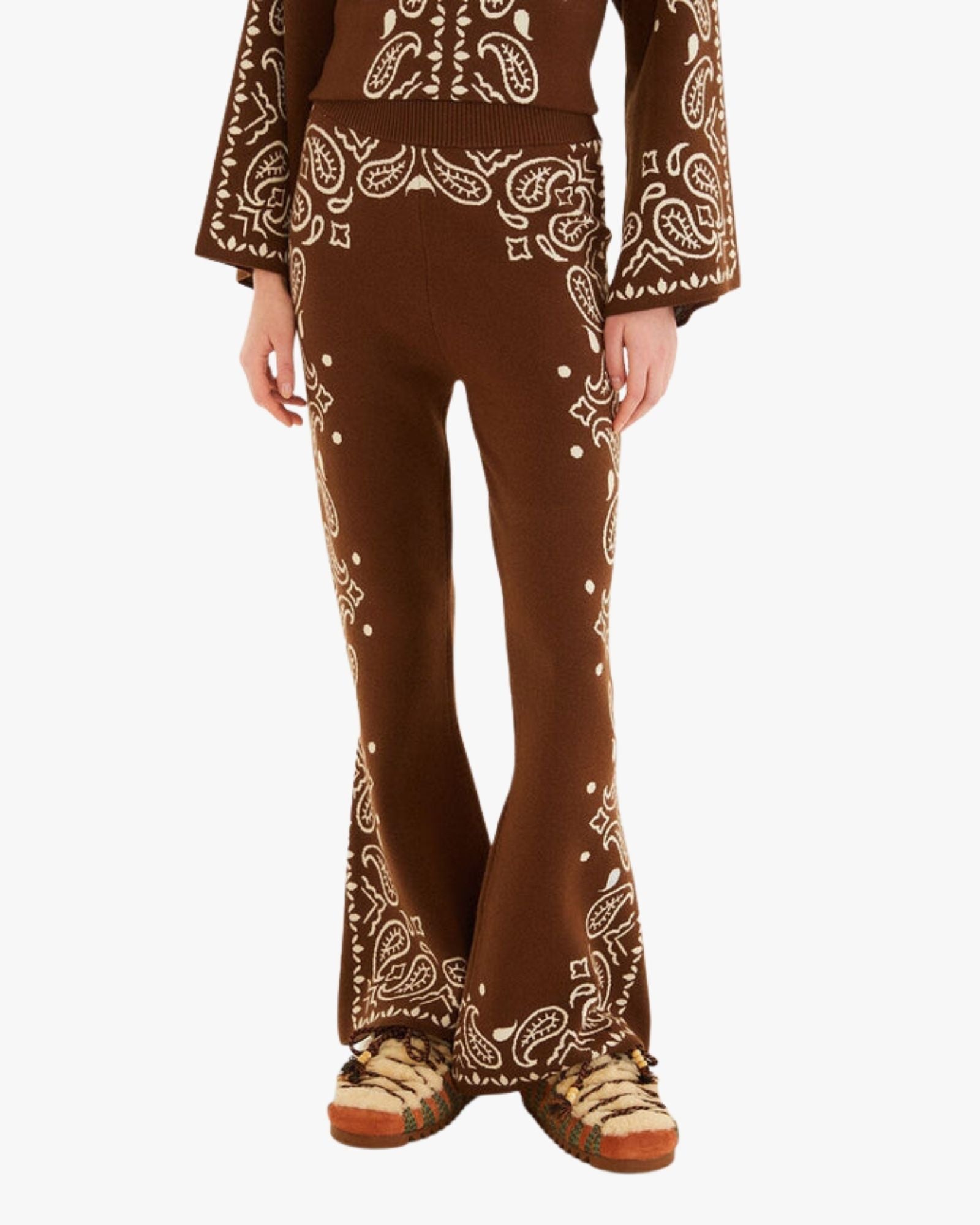 Bohemian Paisley Knit Flare Pants