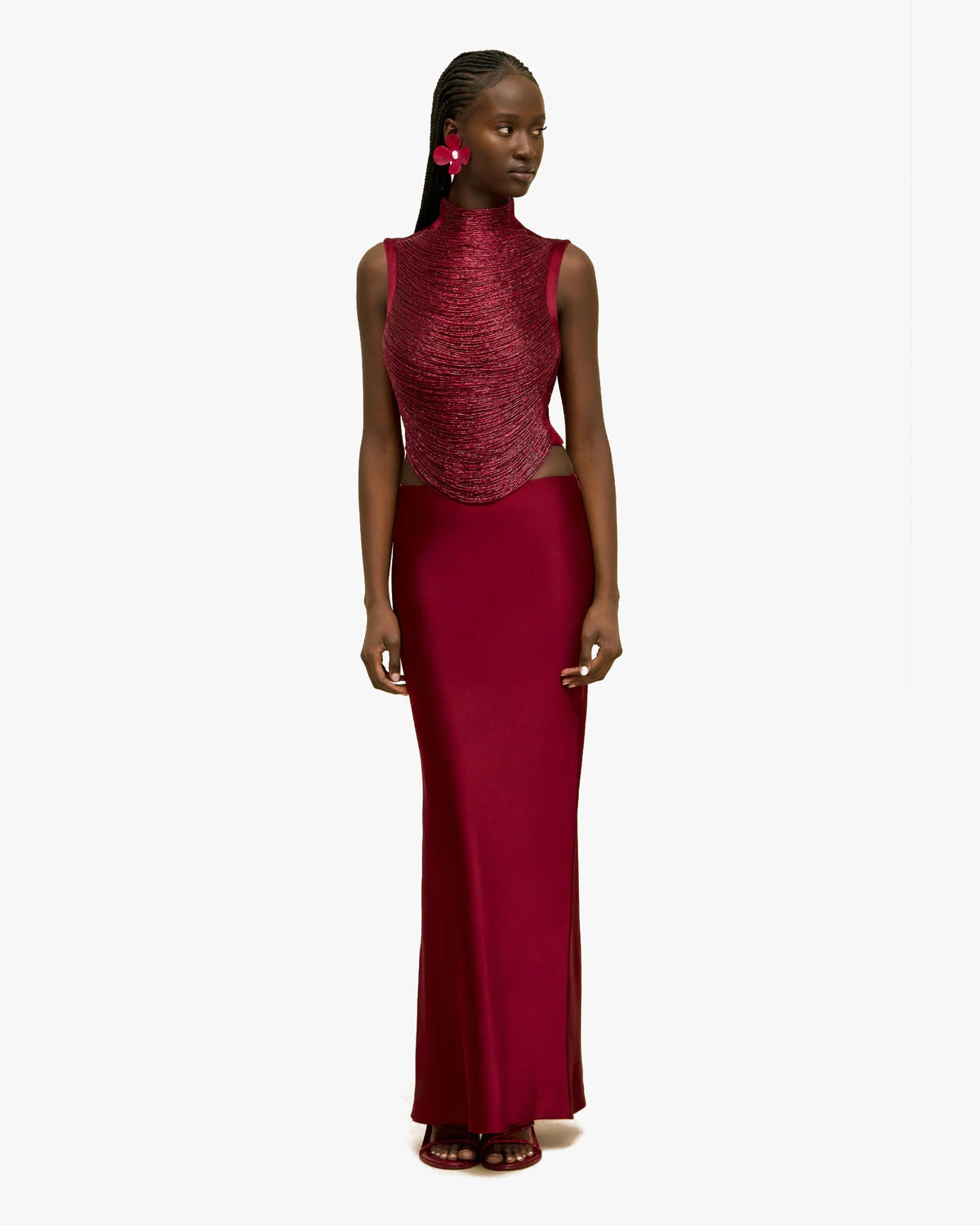 Bias-Cut Silk Maxi Skirt Chantel Plum