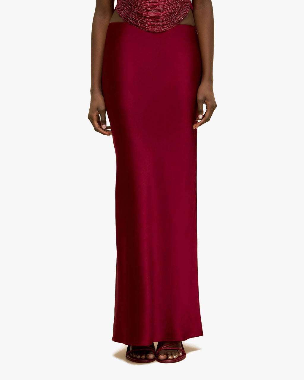 Bias-Cut Silk Maxi Skirt Chantel Plum