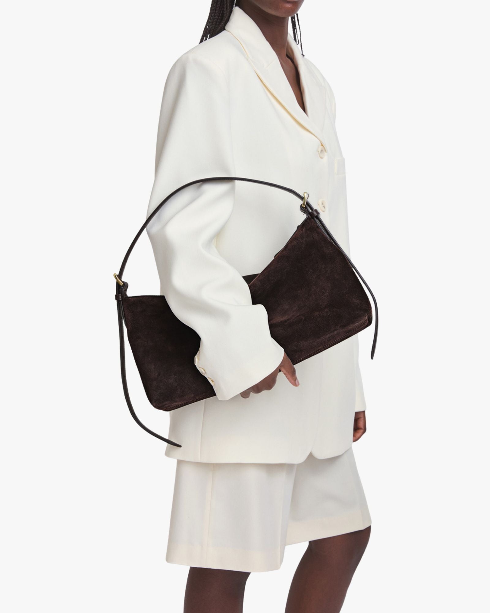 Castellare Shoulder  BagWalnut Suede/Vacchetta