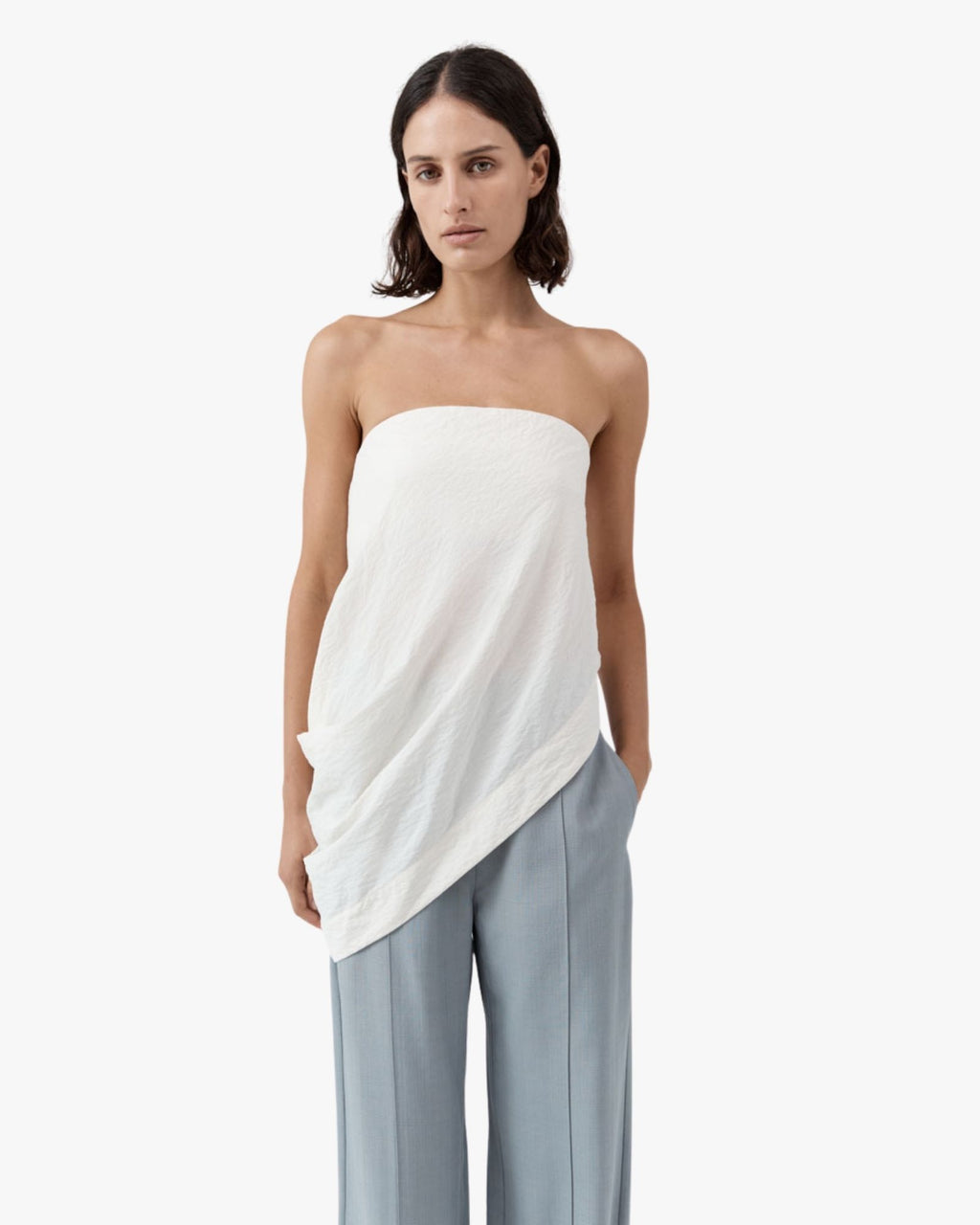 Cloud Asymm Drape Top Off White
