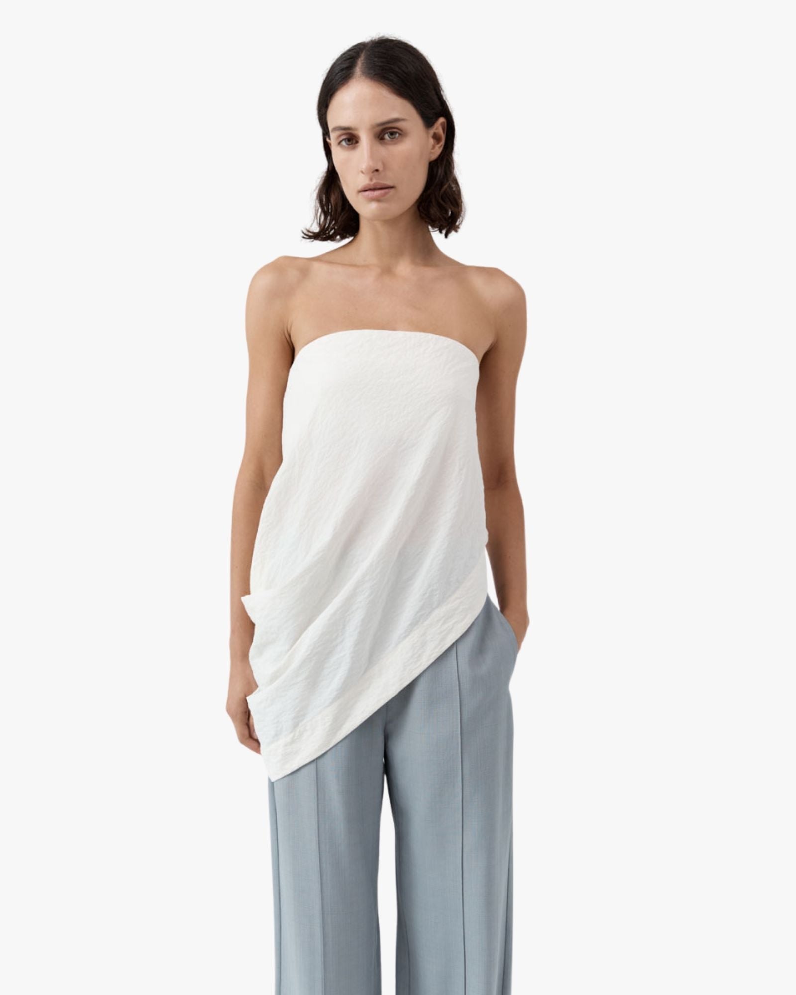 Cloud Asymm Drape Top Off White