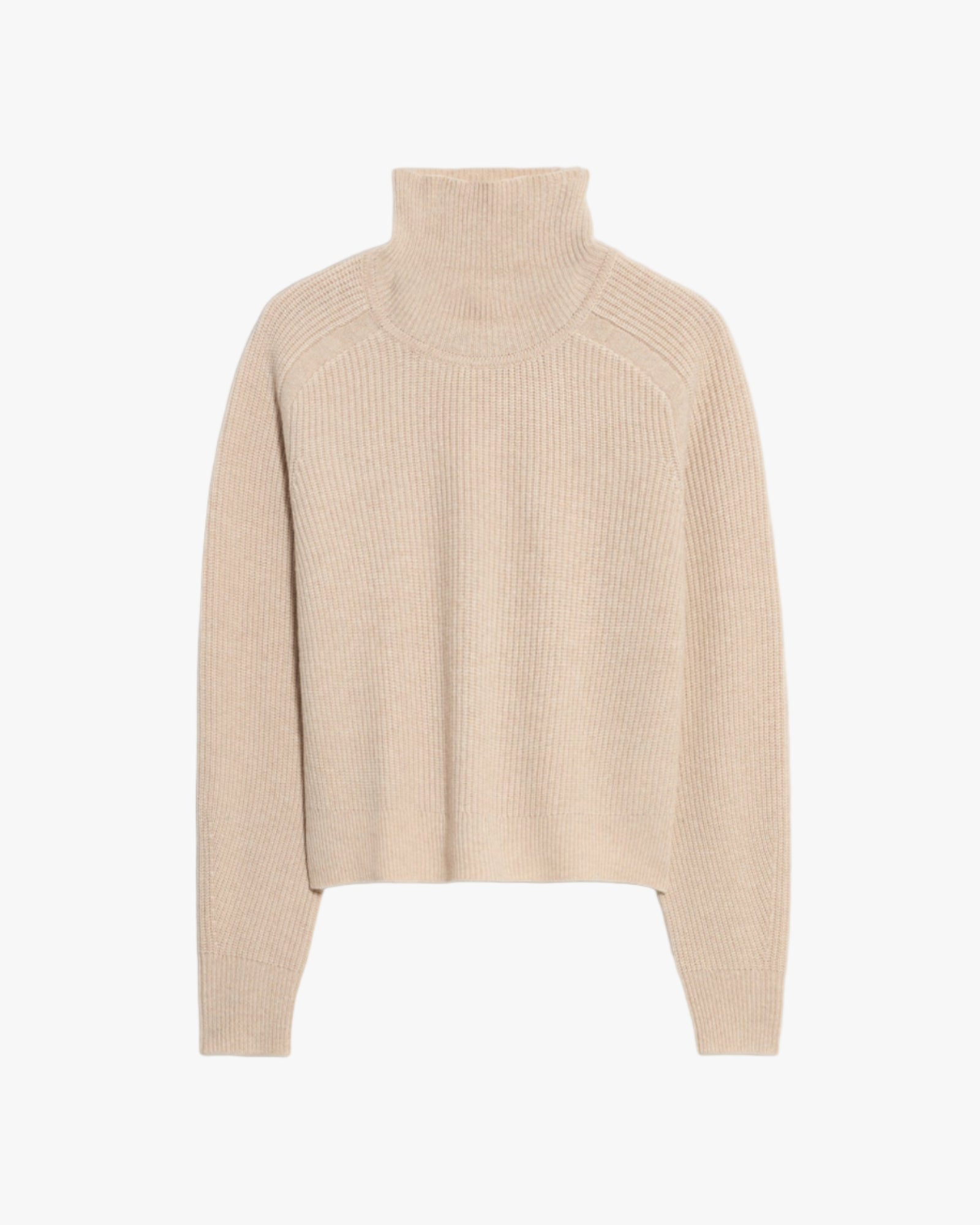 Cropped Rib Turtleneck Sweater Sandstone