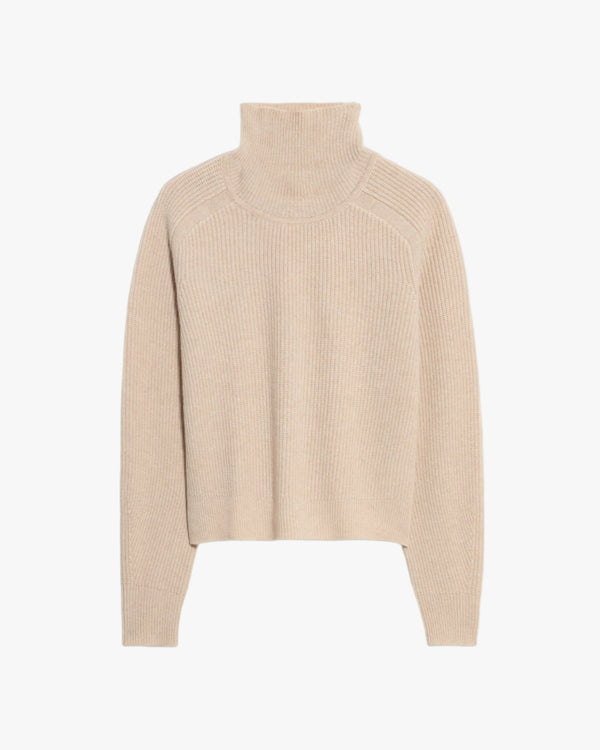 Cropped Rib Turtleneck Sweater Sandstone