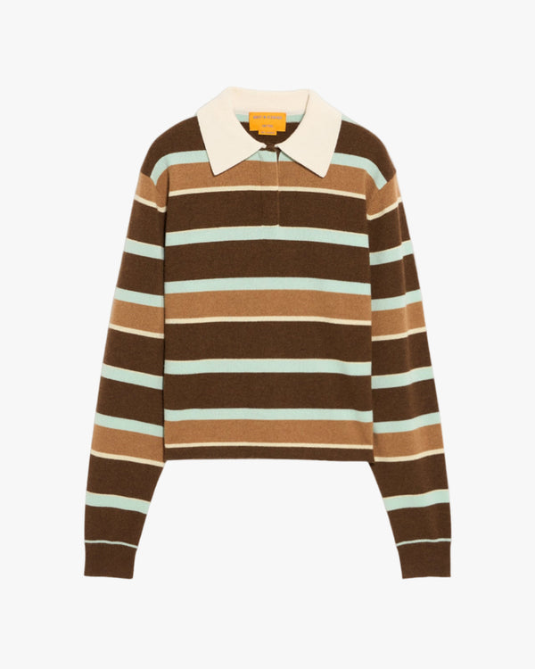 Cropped Stripe Rugby Top Chestnut Combo