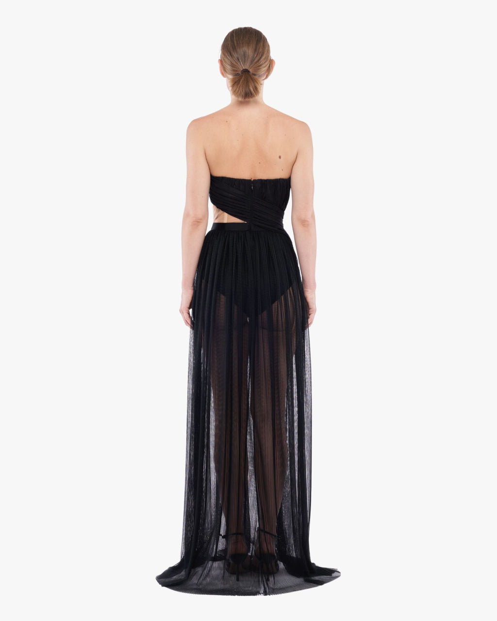 Corsetted Draped Gown Dress Black