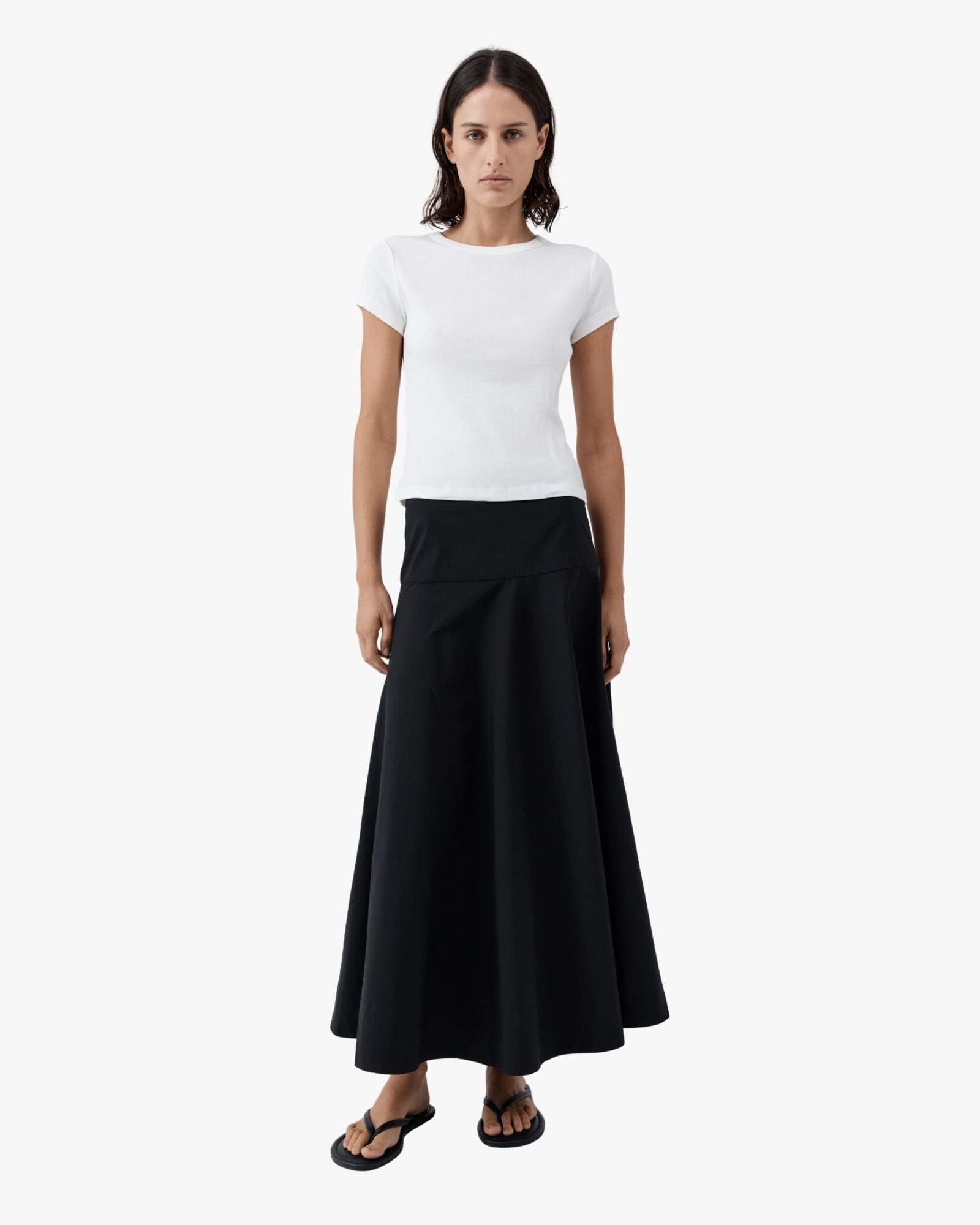 Cotton Circle Hem Skirt Black