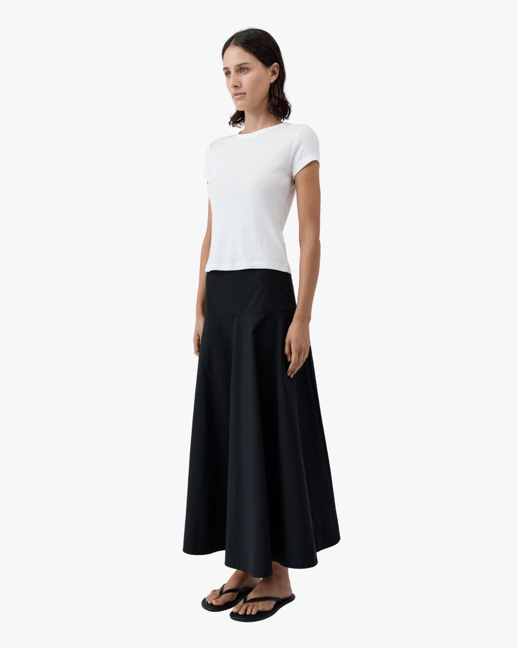 Cotton Circle Hem Skirt Black